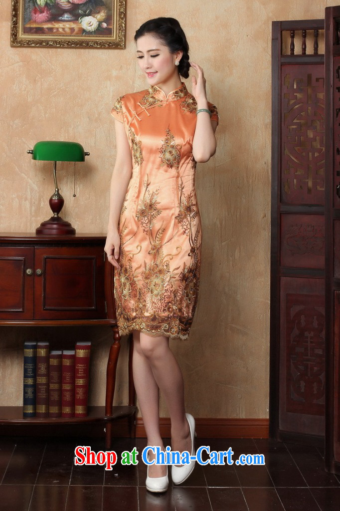 Bin Laden smoke-free summer cheongsam dress new Chinese improved the collar lace beauty short cheongsam elegant and stylish dresses dress shown in Figure 3XL pictures, price, brand platters! Elections are good character, the national distribution, so why buy now enjoy more preferential! Health