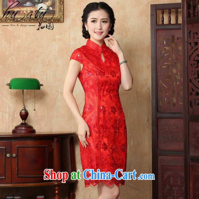 Take the red bridal wedding dress dresses summer female Chinese Antique embroidery take short, improved cheongsam-Noble red 2 XL, spend, and, shopping on the Internet