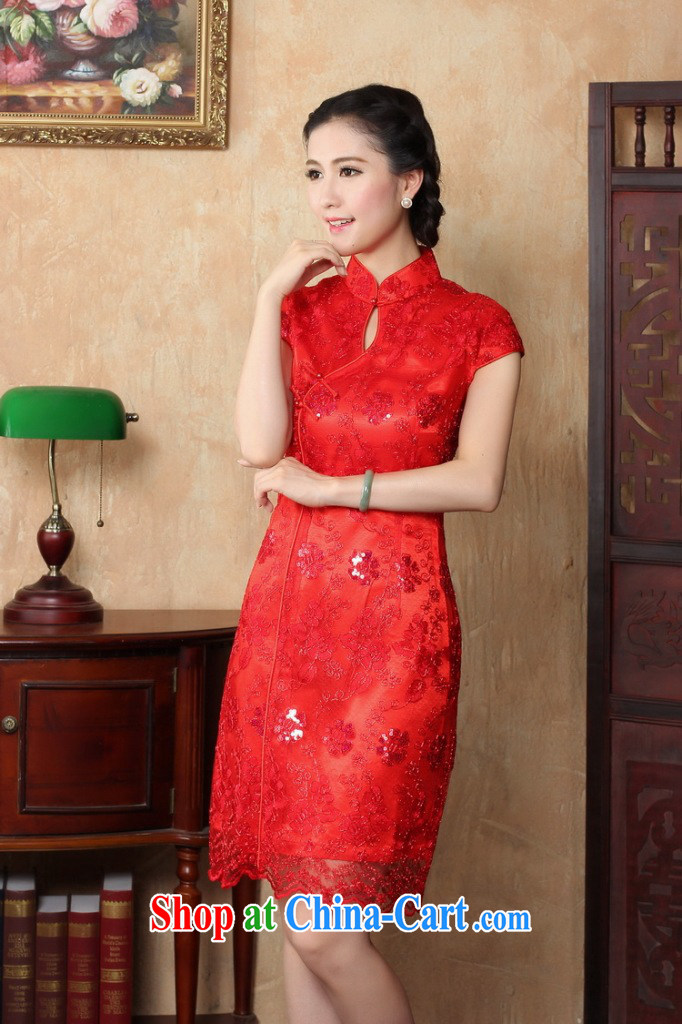 Bin Laden smoke bride toast wedding dress dresses summer female Chinese antique flower embroidery short improved cheongsam-Noble red 2 XL pictures, price, brand platters! Elections are good character, the national distribution, so why buy now enjoy more preferential! Health
