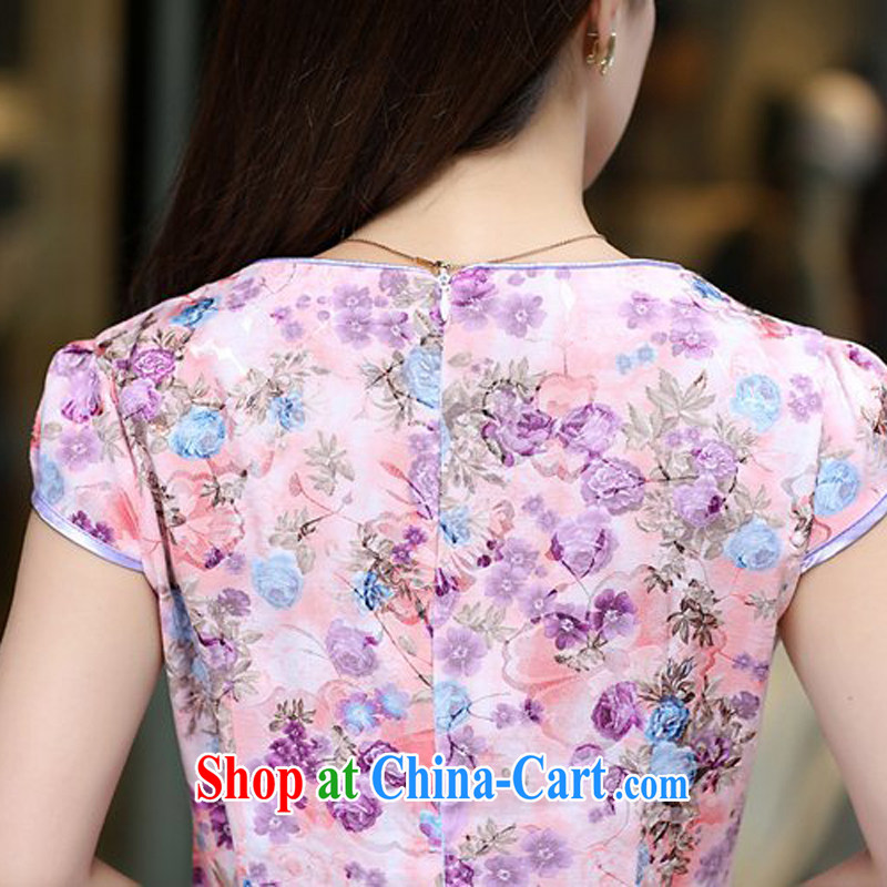 Spring and Summer retro floral large flower stamp improved short cheongsam beauty graphics thin, Chinese Dress XC 1464 C purple XL Khao Lak, Lance, and, shopping on the Internet