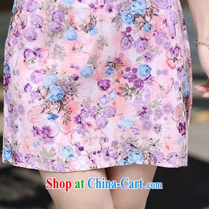 Spring and Summer retro floral large flower stamp improved short cheongsam beauty graphics thin, Chinese Dress XC 1464 C purple XL Khao Lak, Lance, and, shopping on the Internet
