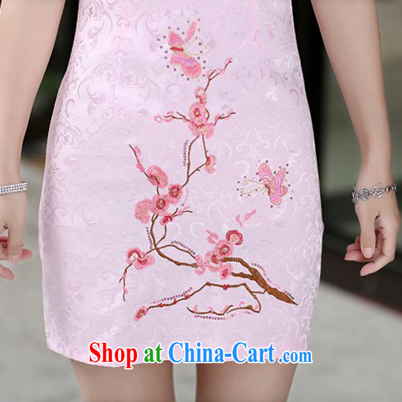 2015 spring and summer women's clothing dresses dresses beauty graphics thin stylish dress short skirt solid XC 146,579 pink XL Kou, Lance, and shopping on the Internet