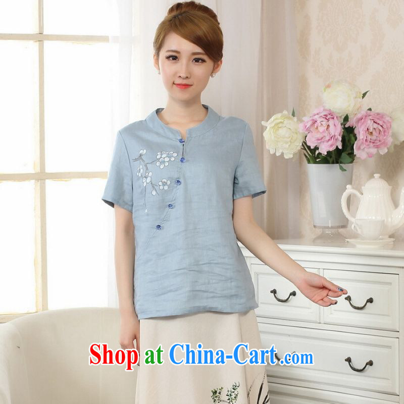 And Jing Ge female Tang Women's clothes summer wear T-shirt with a tight hand-painted cotton the Chinese Han-female improved picture color 2 XL, Miss Au King pavilion, shopping on the Internet