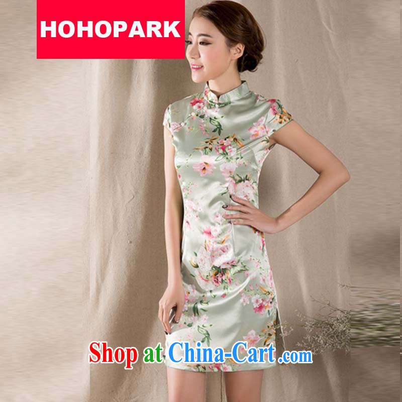 Summer 2015 new tray snap stamp arts and cultural Ethnic Wind improved antique cheongsam dress China wind female Z 1215 XXL suit, HOHOPARK, shopping on the Internet