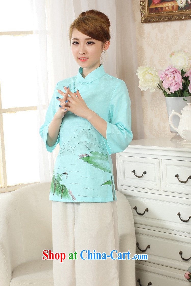 And Jing Ge female Tang Women's clothes summer clothes, for a tight hand-painted cotton the Chinese Han-female improved green 2 XL pictures, price, brand platters! Elections are good character, the national distribution, so why buy now enjoy more preferential! Health