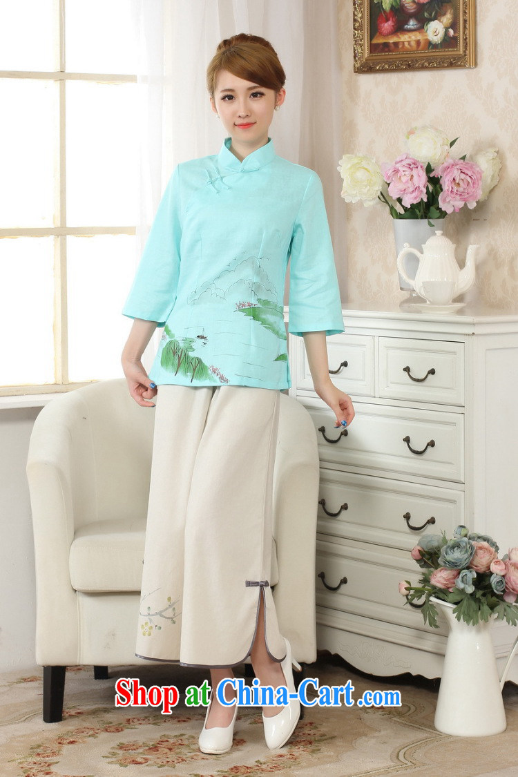 And Jing Ge female Tang Women's clothes summer clothes, for a tight hand-painted cotton the Chinese Han-female improved green 2 XL pictures, price, brand platters! Elections are good character, the national distribution, so why buy now enjoy more preferential! Health