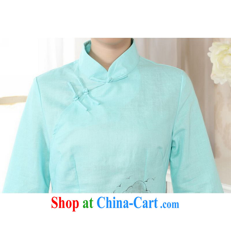 And Jing Ge female Tang Women's clothes summer wear T-shirt, for a tight hand-painted cotton the Chinese Han-female improved green 2 XL, and Jing Ge, shopping on the Internet