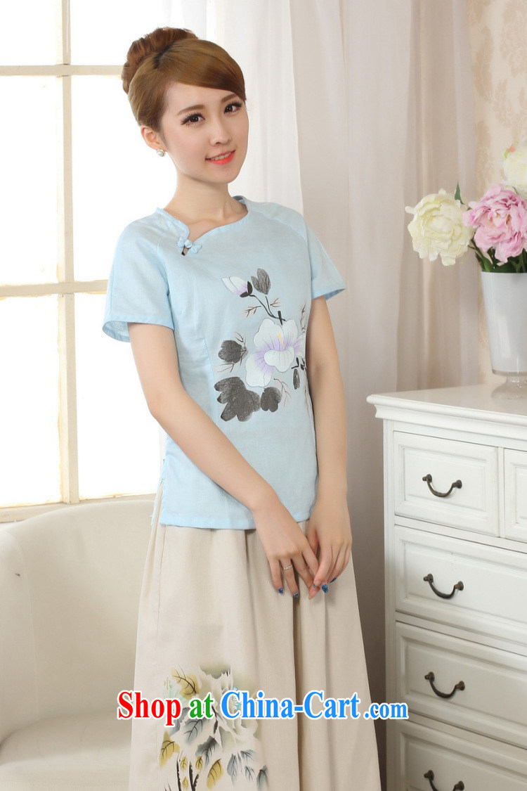 And Jing Ge female Tang Women's clothes summer T-shirt is a tight hand-painted cotton the Chinese Han-female improved picture color XL pictures, price, brand platters! Elections are good character, the national distribution, so why buy now enjoy more preferential! Health