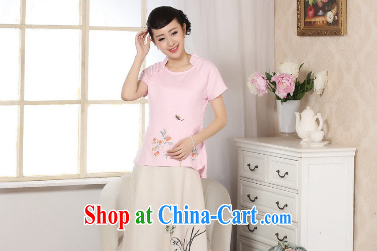 And Jing Ge female Tang Women's clothes summer T-shirt, for a tight hand-painted cotton the Chinese Han-female improved pink M pictures, price, brand platters! Elections are good character, the national distribution, so why buy now enjoy more preferential! Health