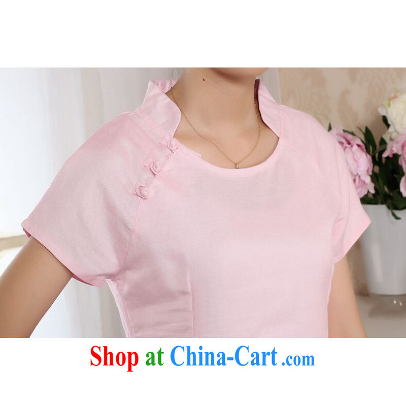 And Jing Ge female Tang Women's clothes summer wear T-shirt, for a tight hand-painted cotton the Chinese Han-female improved pink M, Miss Au King pavilion, shopping on the Internet