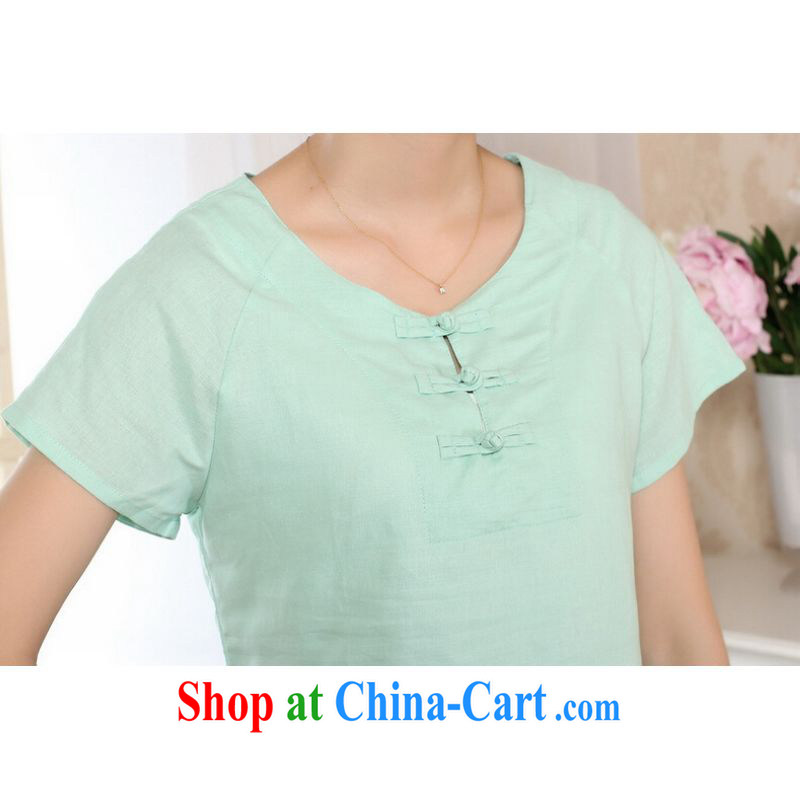 And Jing Ge female Tang Women's clothes summer T-shirt with a tight hand-painted cotton the Chinese Han-female improved green 2 XL, Miss Au King pavilion, shopping on the Internet