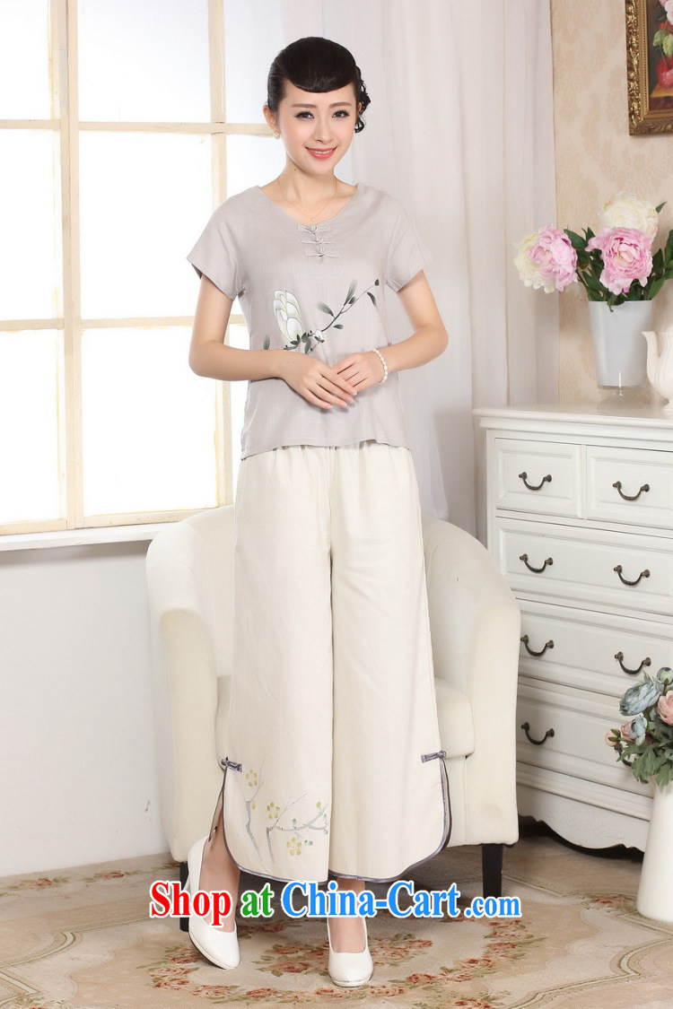 And Jing Ge female Tang Women's clothes summer T-shirt, for a tight hand-painted cotton the Chinese Han-female improved A 0072 - A light gray L pictures, price, brand platters! Elections are good character, the national distribution, so why buy now enjoy more preferential! Health