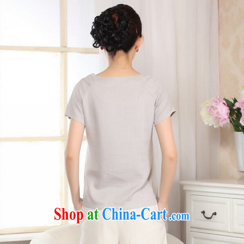 And Jing Ge female Tang Women's clothes summer T-shirt, for a tight hand-painted cotton the Chinese Han-female improved A 0072 - A light gray L, Jing Ge, shopping on the Internet