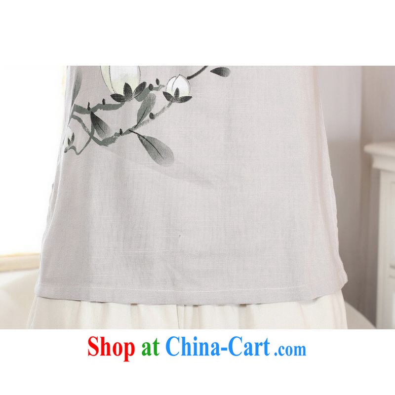 And Jing Ge female Tang Women's clothes summer T-shirt, for a tight hand-painted cotton the Chinese Han-female improved A 0072 - A light gray L, Jing Ge, shopping on the Internet