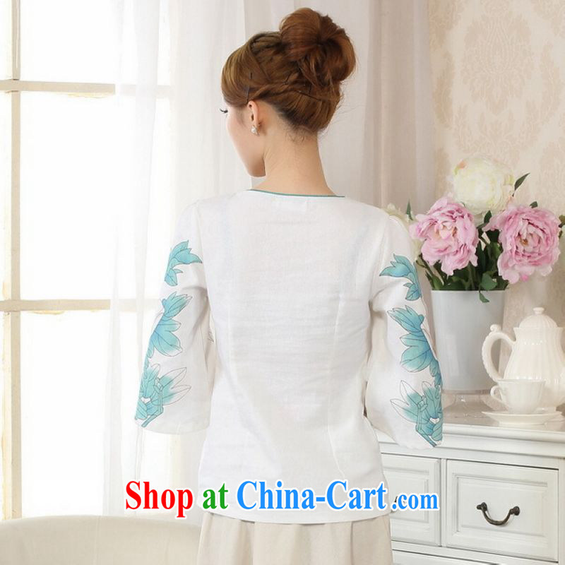 And Jing Ge female Tang Women's clothes summer clothes acted for a tight hand-painted cotton the Chinese Han-female improved white M, Miss Au King pavilion, and, on-line shopping