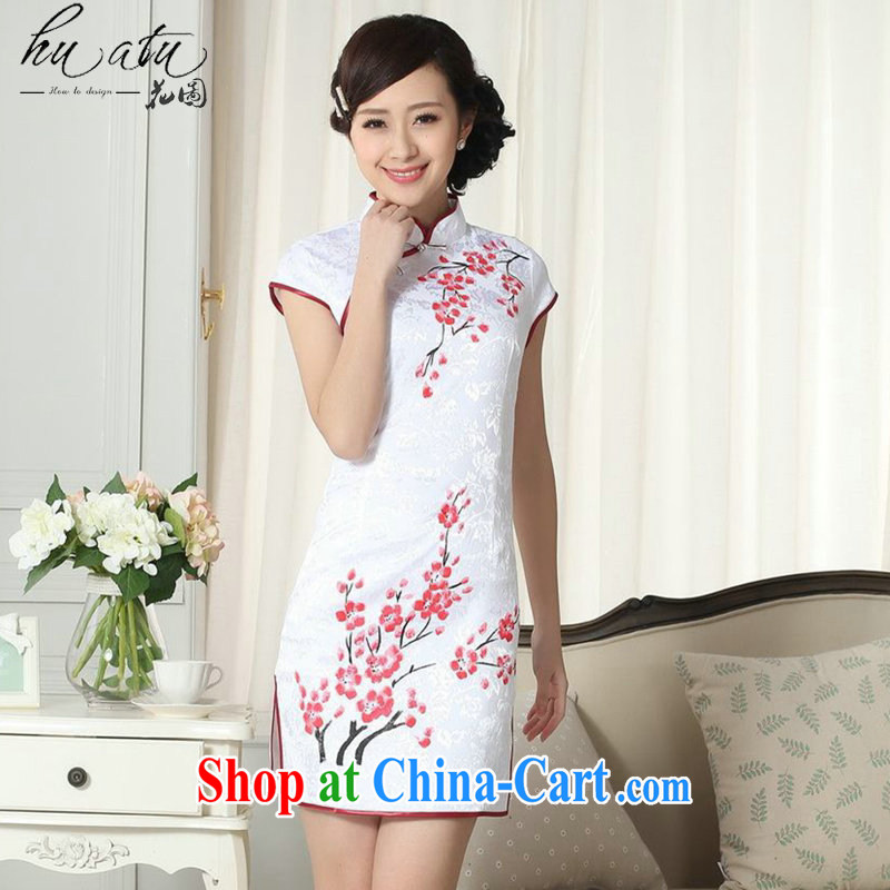 spend the summer new elegance Chinese qipao Chinese graphics thin the ends, for hand-painted Xiangyun/Phillips-head short cheongsam D 0092 2 XL, spend figure, shopping on the Internet