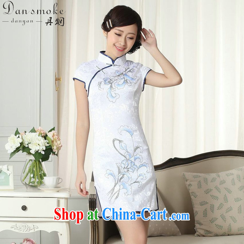Bin Laden smoke summer new elegance Chinese qipao Chinese graphics thin the ends, for hand-painted Xiangyun/Phillips-head short cheongsam D 0092 - A 2 XL, Bin Laden smoke, shopping on the Internet