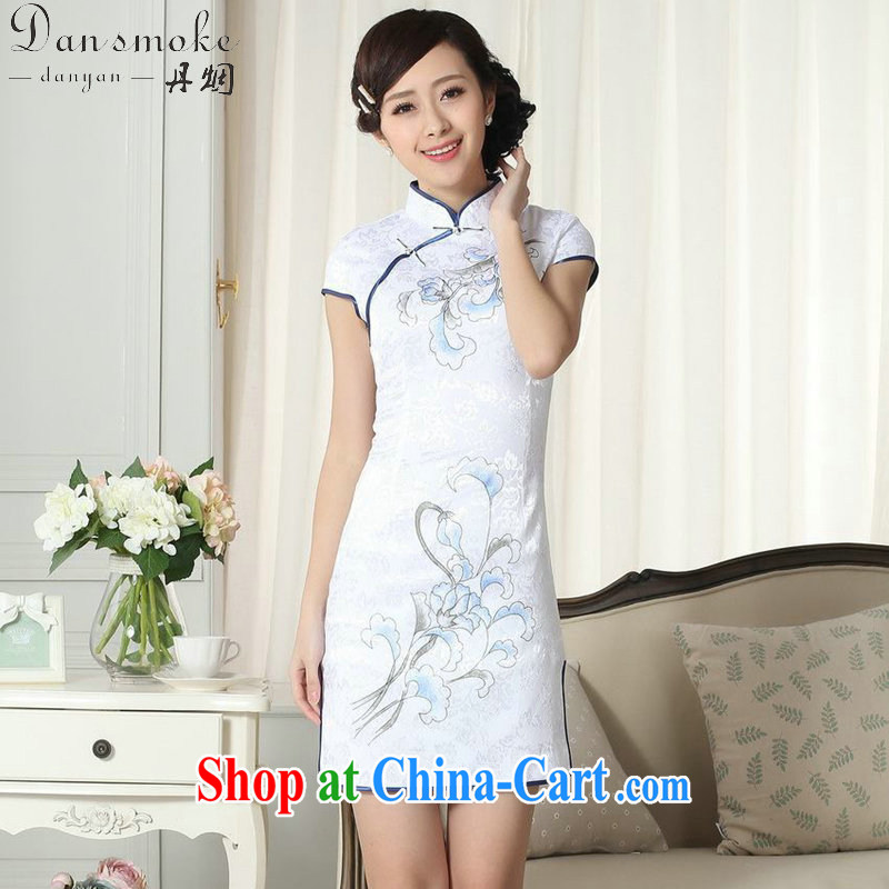 Bin Laden smoke summer new elegance Chinese qipao Chinese graphics thin the ends, for hand-painted Xiangyun/Phillips-head short cheongsam D 0092 - A 2 XL, Bin Laden smoke, shopping on the Internet
