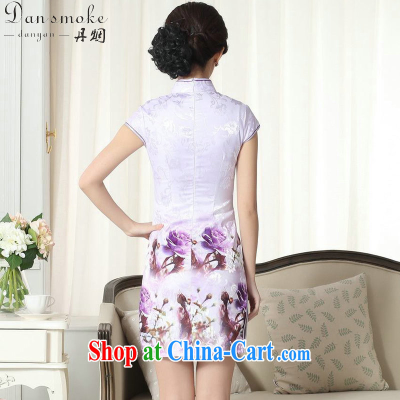 Bin Laden smoke summer new female jacquard cotton daily Chinese qipao cultivating graphics thin, for a tight stamp short cheongsam D 0262 2 XL, Bin Laden smoke, shopping on the Internet