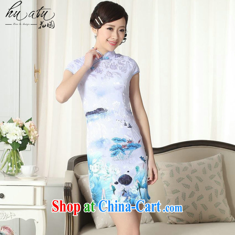 spend the summer with new female elegance jacquard cotton Chinese qipao Chinese graphics thin, for a tight short cheongsam D 0260 2 XL