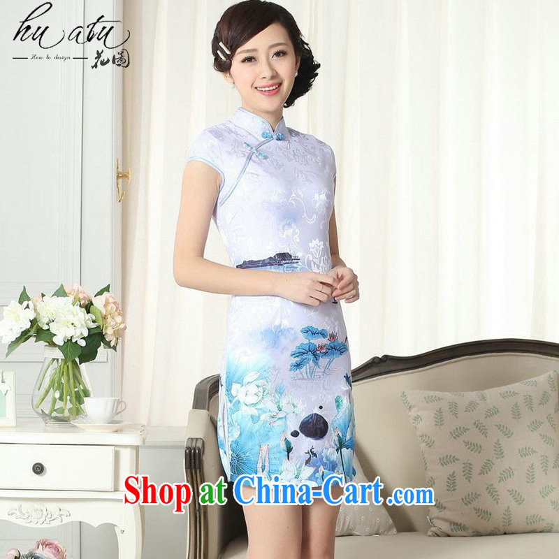 spend the summer with new female elegance jacquard cotton Chinese qipao,Chinese graphics thin, for the hard-pressed short cheongsam D 0260 2 XL, figure, and shopping on the Internet