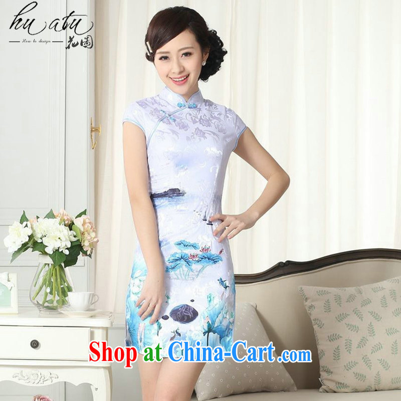 spend the summer with new female elegance jacquard cotton Chinese qipao,Chinese graphics thin, for the hard-pressed short cheongsam D 0260 2 XL, figure, and shopping on the Internet
