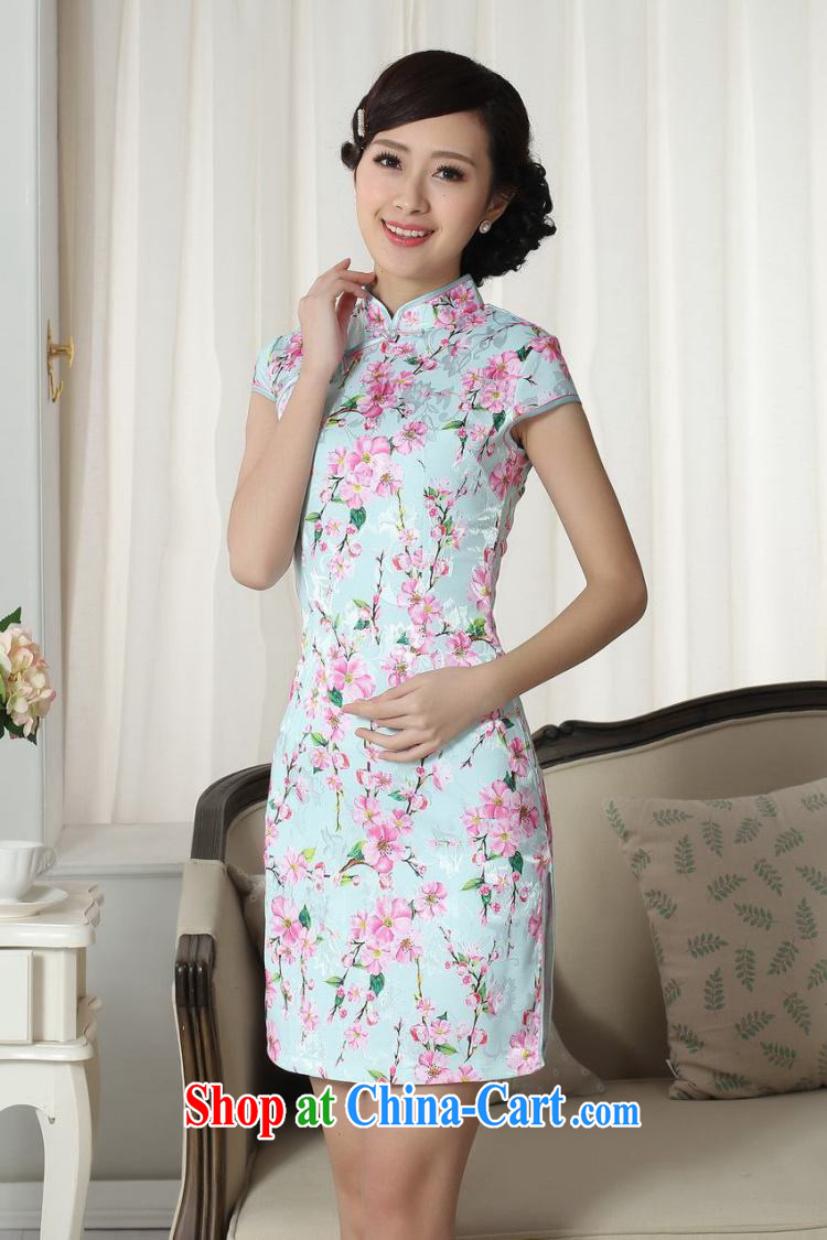 Dan smoke summer new dress jacquard cotton cultivating short cheongsam dress Chinese, for a tight stamp graphics thin cheongsam dress D - 0257 2 XL pictures, price, brand platters! Elections are good character, the national distribution, so why buy now enjoy more preferential! Health