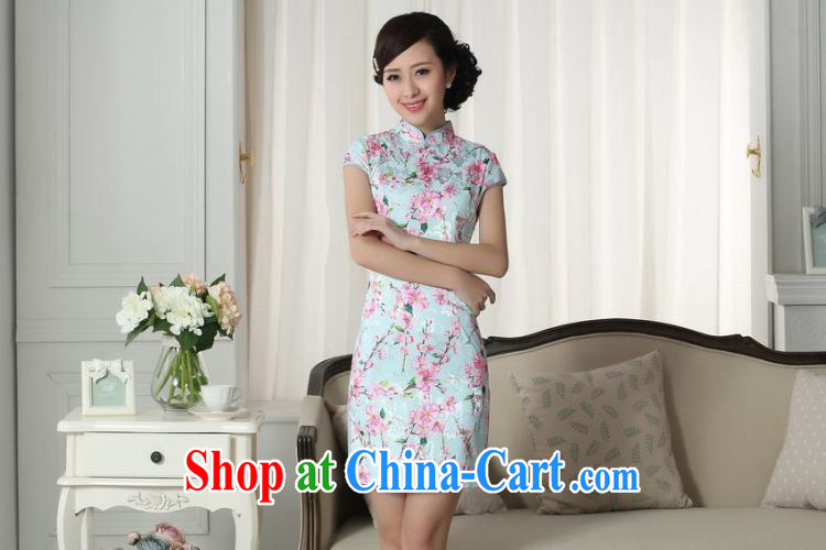 Dan smoke summer new dress jacquard cotton cultivating short cheongsam dress Chinese, for a tight stamp graphics thin cheongsam dress D - 0257 2 XL pictures, price, brand platters! Elections are good character, the national distribution, so why buy now enjoy more preferential! Health