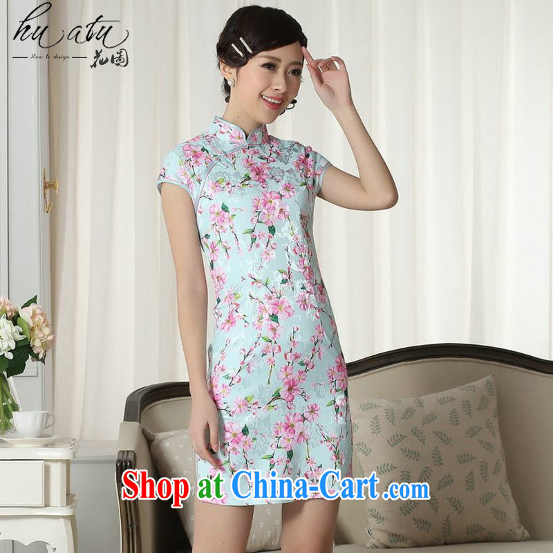 spend the summer with new female lady stylish jacquard cotton cultivating graphics thin short cheongsam dress Chinese, for a tight cheongsam dress D 0257 2 XL, spend, and shopping on the Internet