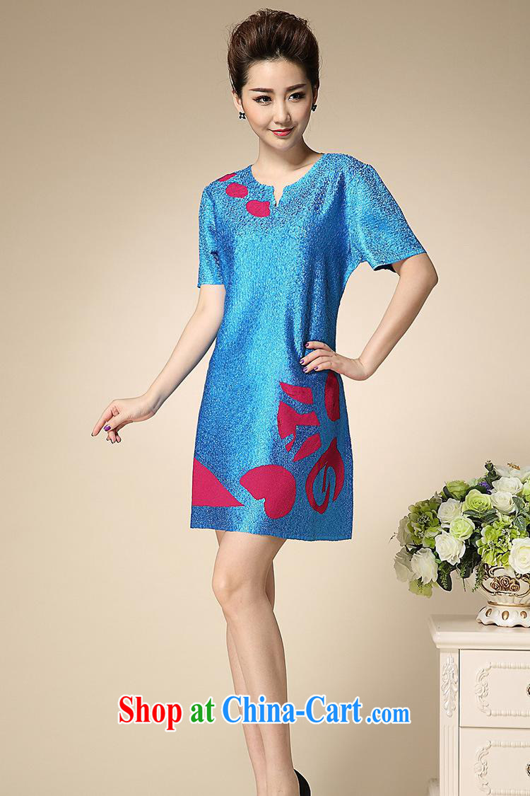 2015 summer silk stamp duty sauna silk dress silk short-sleeved large, cultivating mother load dresses wholesale blue are code pictures, price, brand platters! Elections are good character, the national distribution, so why buy now enjoy more preferential! Health