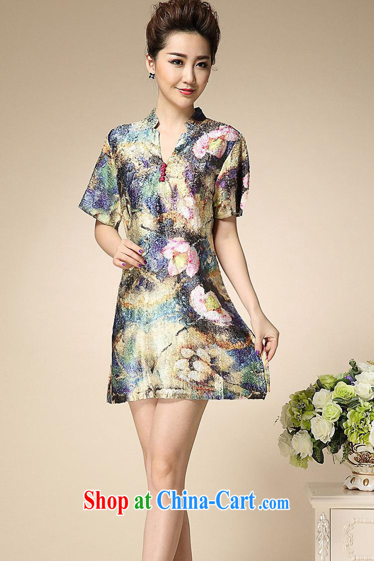 Summer 2015 ladies' new short-sleeved Western sauna silk, the old code dresses outlet source free green XXXL pictures, price, brand platters! Elections are good character, the national distribution, so why buy now enjoy more preferential! Health