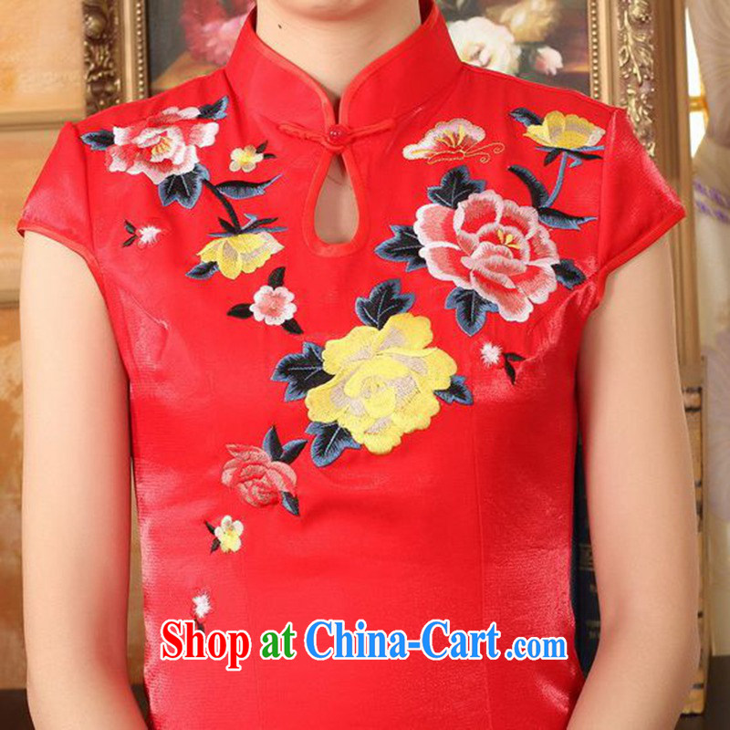 In accordance with the conditions and raise new embroidery Chinese cheongsam beauty graphics thin elegance improved long cheongsam dress red M, in accordance with the situation, and, shopping on the Internet