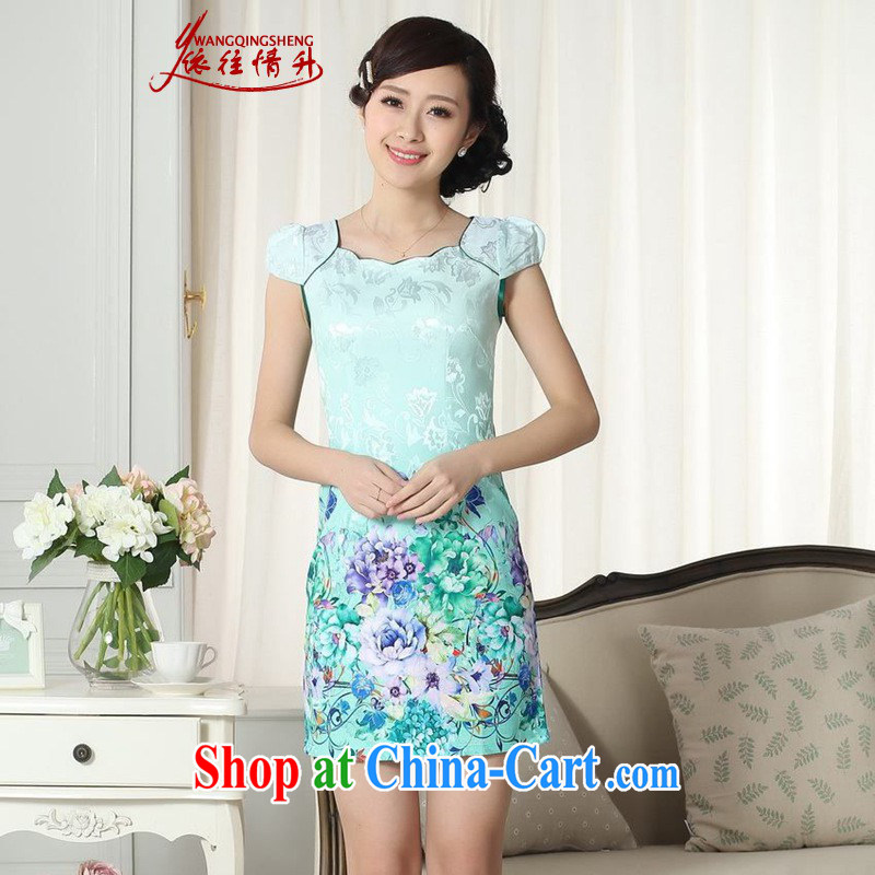 In accordance with the situation in new, improved Chinese qipao lady stylish jacquard short-sleeve cotton cultivating short cheongsam dress as figure 2 XL
