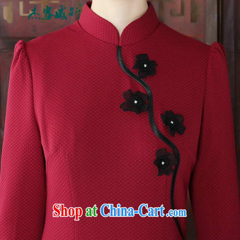 The jack plug, Spring and Autumn Period, improved lady elegance, for decals 7 cuff Y qipao wine red XXXL, Jessup, and shopping on the Internet