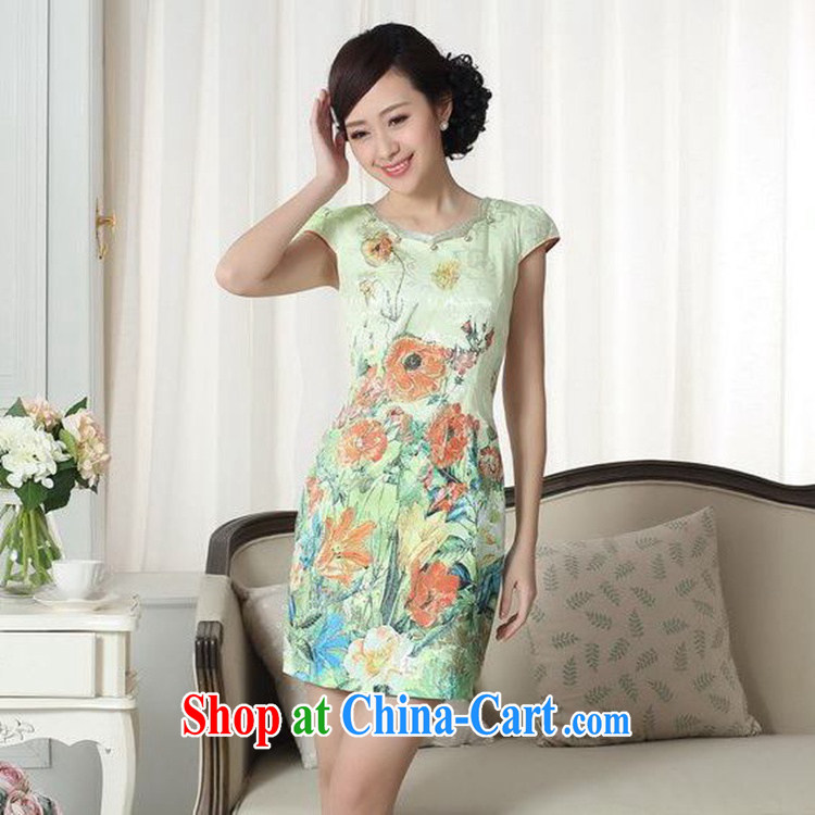 In accordance with the situation in new, improved Chinese qipao lady stylish cotton jacquard short sleeve cultivating short cheongsam dress in figure 2 XL pictures, price, brand platters! Elections are good character, the national distribution, so why buy now enjoy more preferential! Health