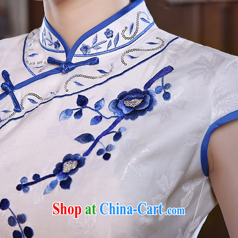 pro-am, new 2015 daily cultivating short retro improved stylish graphics thin on the truck girl cheongsam dress white XL - 10 Day Shipping, and the pro-am, shopping on the Internet