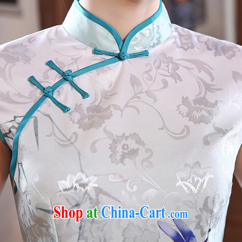 pro-am, new 2015 daily cultivating short, improved Stylish retro beauty the forklift truck girl cheongsam dress white M, the pro-am, shopping on the Internet