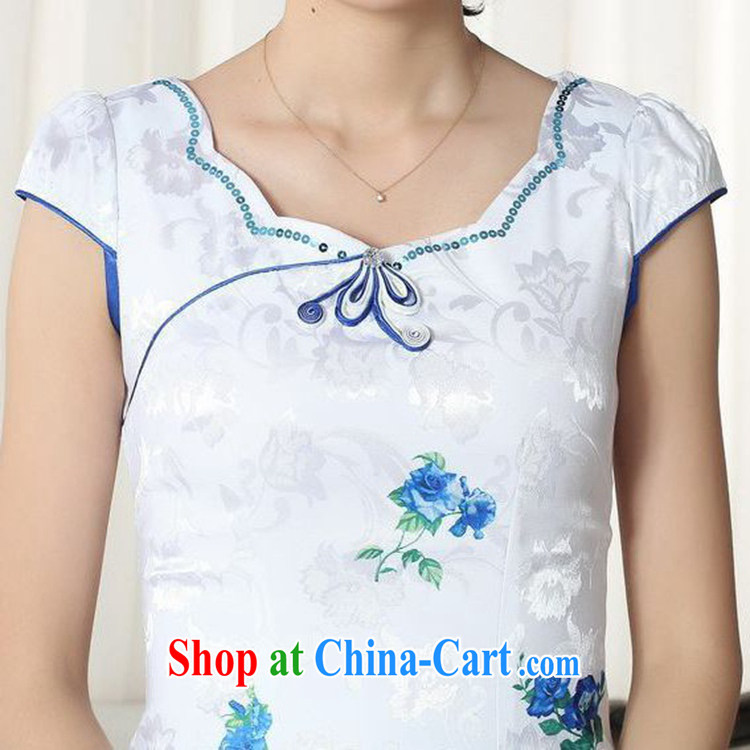 In accordance with the situation in new, improved Chinese cheongsam dress lady stylish jacquard cotton short-sleeved cultivating short cheongsam dress as figure 2 XL pictures, price, brand platters! Elections are good character, the national distribution, so why buy now enjoy more preferential! Health
