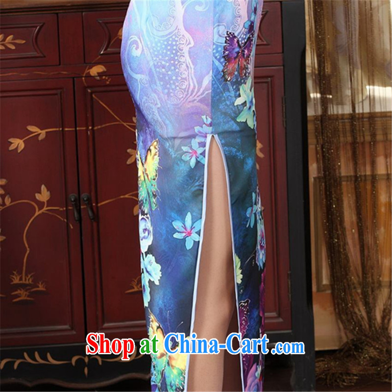 Miss Au King Jung-led summer new female Noble and elegant stamp long cheongsam girls improved the Lao People's short-sleeved dresses cheongsam uniforms C 0008 - A 2 XL, Miss Au King Jung-picking, and shopping on the Internet