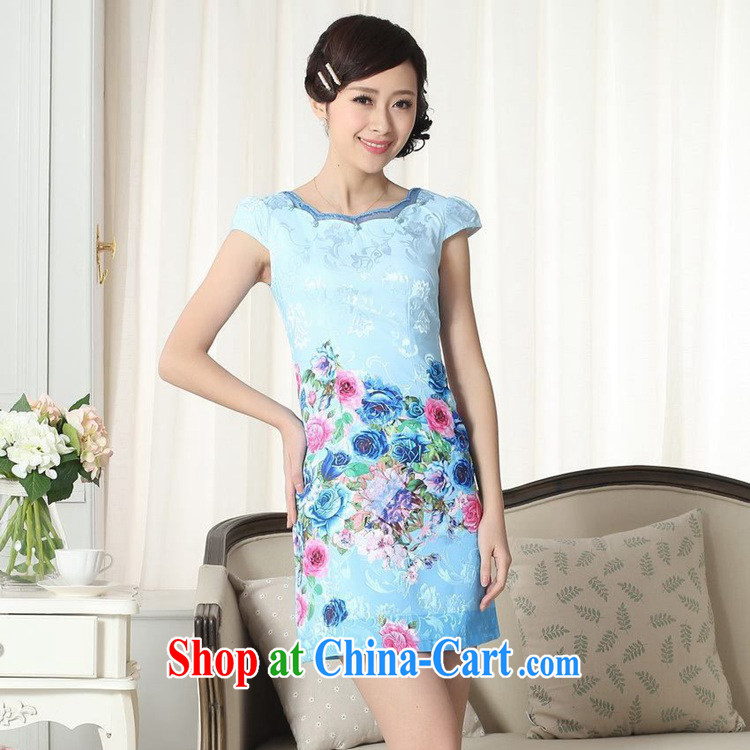 In accordance with the situation in summer new elegance improved Chinese qipao rounded ends to spend cultivating short-sleeved cheongsam dress as figure 2 XL pictures, price, brand platters! Elections are good character, the national distribution, so why buy now enjoy more preferential! Health