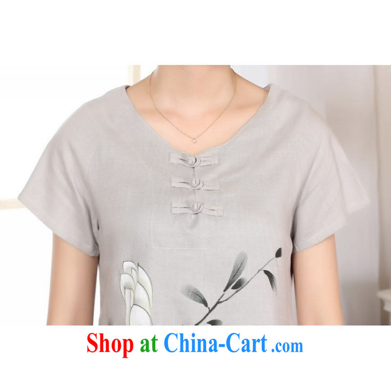 Shanghai, optimize purchase female Tang Women's clothes summer wear T-shirt, for a tight hand-painted cotton the Chinese Han-female improved A 0072 white 2XL, Shanghai, optimize, and shopping on the Internet