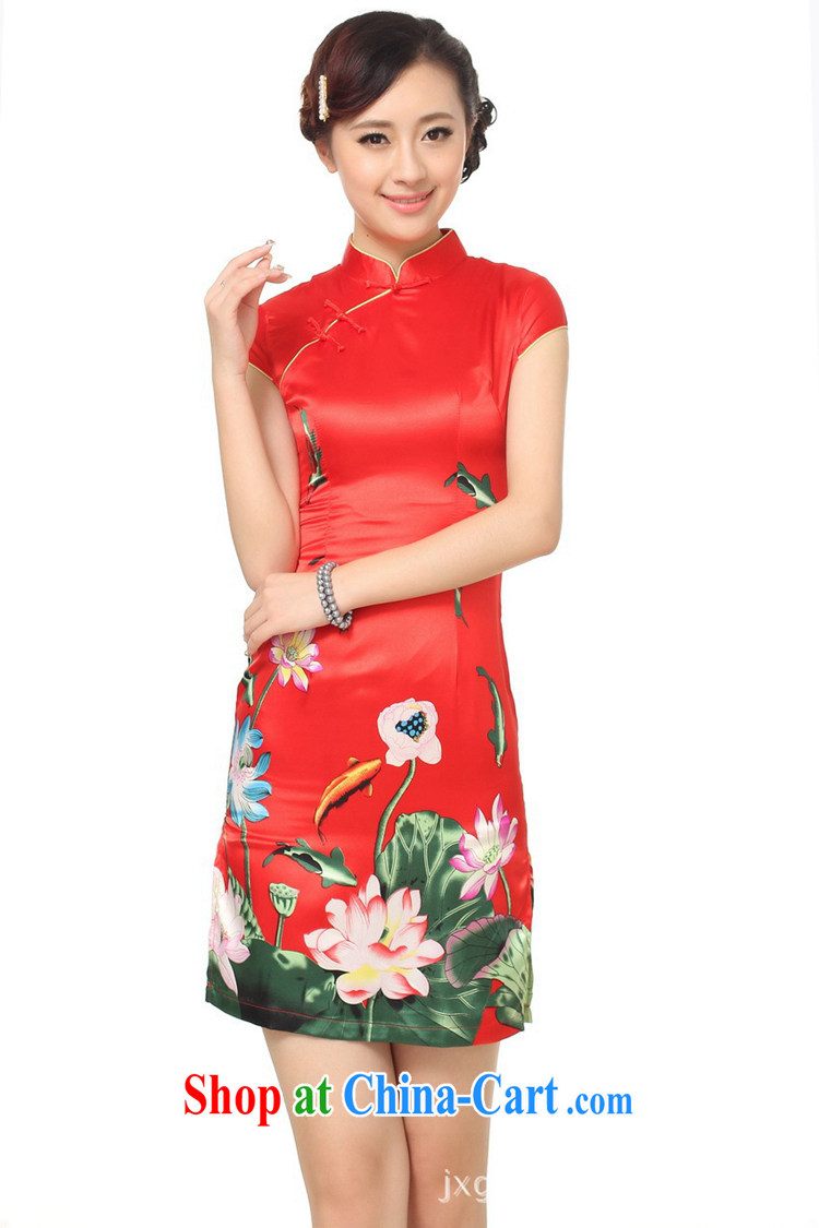 Miss Au King Jung-led summer new female short-sleeved dresses and elegant antique the maize, long, short-sleeved qipao dresses female J 5134 2 XL pictures, price, brand platters! Elections are good character, the national distribution, so why buy now enjoy more preferential! Health