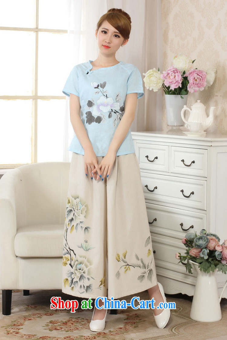 Shanghai, optimize purchase female Tang Women's clothes summer T-shirt is a tight hand-painted cotton the Chinese Han-female improved light blue 2 XL pictures, price, brand platters! Elections are good character, the national distribution, so why buy now enjoy more preferential! Health