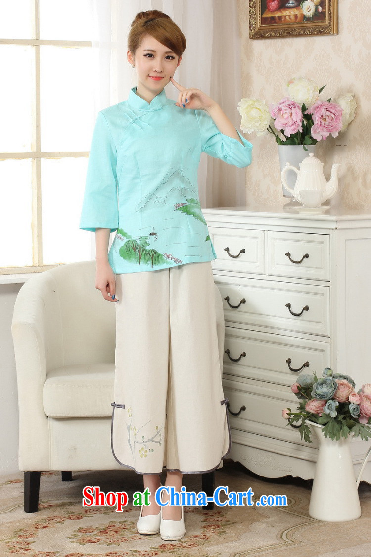 Shanghai, optimize purchase female Tang Women's clothes summer T-shirt, for a tight hand-painted cotton the Chinese Han-female improved green 2 XL pictures, price, brand platters! Elections are good character, the national distribution, so why buy now enjoy more preferential! Health