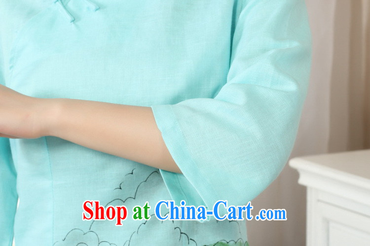 Shanghai, optimize purchase female Tang Women's clothes summer T-shirt, for a tight hand-painted cotton the Chinese Han-female improved green 2 XL pictures, price, brand platters! Elections are good character, the national distribution, so why buy now enjoy more preferential! Health