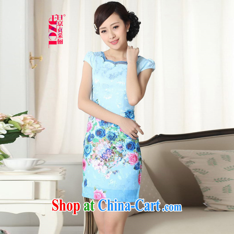 Miss Au King Jung-led summer new female short-sleeved dresses and elegant antique stamp short-sleeve girls in long, package and dresses qipao D 0300 2 XL, Miss Au King Jung-led, and shopping on the Internet