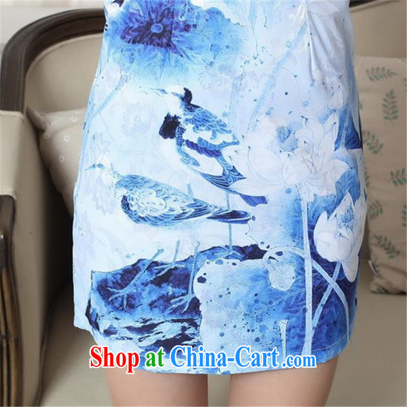 Miss Au King Jung-led summer new female short-sleeved dresses and elegant antique stamp short-sleeve girls in long, package and dresses qipao D 0300 2 XL, Miss Au King Jung-led, and shopping on the Internet