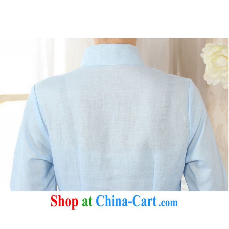 Shanghai, optimize purchase female Tang Women's clothes summer wear T-shirt, for a tight hand-painted cotton the Chinese Han-female improved light blue 2 XL, Shanghai, optimize, and shopping on the Internet