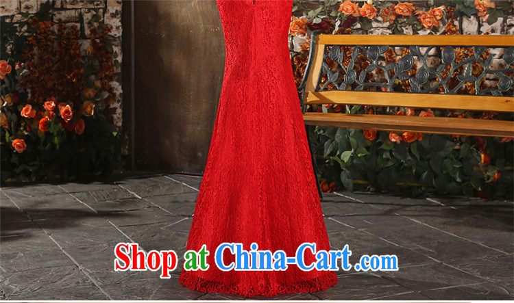 Tslyzm bridal toast serving crowsfoot field shoulder wedding dresses dress improved summer long, 2015 Chinese wedding dress lace beauty, red M pictures, price, brand platters! Elections are good character, the national distribution, so why buy now enjoy more preferential! Health
