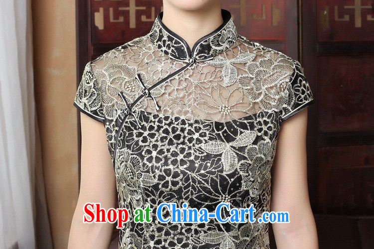 Bin Laden smoke 2015 sexy lace cheongsam summer retro female Chinese improved fashion, for embroidery cheongsam dress in figure 3XL pictures, price, brand platters! Elections are good character, the national distribution, so why buy now enjoy more preferential! Health